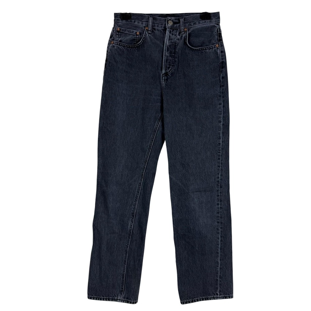 Denim Forum The Joni High Rise Loose Jeans Womens 25 Gray Straight Charcoal Wash